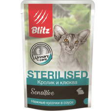 Blitz Кролик и клюква, кусочки в соусе, корм консер.полнорац. для стерил.кошек и кастр.котов, 85 гр Blitz Кролик и клюква, кусочки в соусе, корм консер.полнорац. для стерил.кошек и кастр.котов, 85 гр