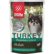 BLITZ TURKEY / ИНДЕЙКА С УТКОЙ, кусочки в соусе, корм консерв. полнорац. для СОБАК МЕЛКИХ пород всех возрастов/85гр/ BLITZ TURKEY / ИНДЕЙКА С УТКОЙ, кусочки в соусе, корм консерв. полнорац. для СОБАК МЕЛКИХ пород всех возрастов/85гр/